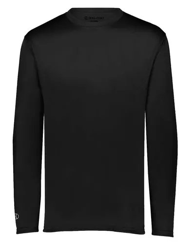 Holloway 222823 Youth Momentum Long Sleeve T-Shirt in Black — blank long sleeve tee, front view
