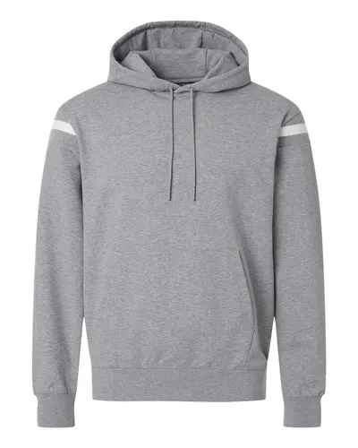 Holloway 223526 Unisex Heritage Prep Hooded Sweatshirt in Athletic Heather/ Vanilla — blank hooded sweatshirt, front view