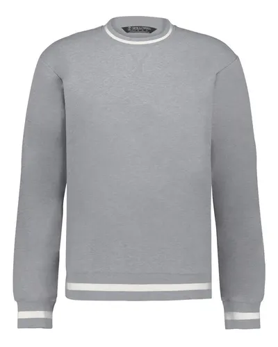 Holloway 223527 Unisex Heritage Prep Crewneck Sweatshirt in Athletic Heather/ Vanilla — blank crewneck sweatshirt, front view