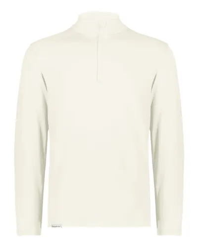 Holloway 223553 Unisex Eco Revive™ Ventura Soft Knit Quarter-Zip Pullover in Birch — blank garment, front view
