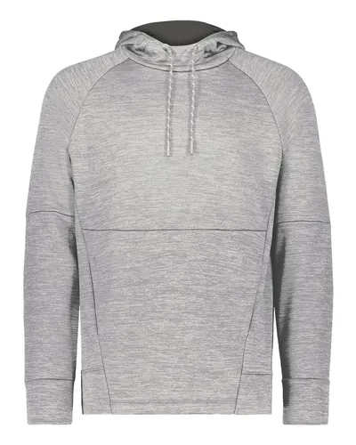 Holloway 223580 Men's All-Pro Performance Fleece Hooded Sweatshirt in Athletic Grey Heather/ Iron — blank hooded sweatshirt, front view