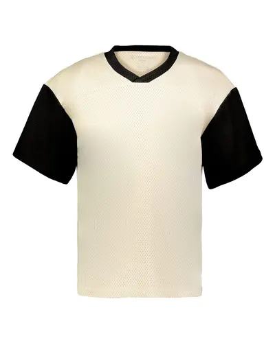 Holloway 226120 Unisex Prep Street Fan Jersey in Alabaster/ Black — blank t-shirt, front view