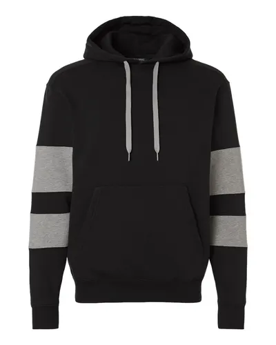 Holloway 229576 Unisex Jackson Way Hooded Sweatshirt in Black/ Charcoal Heather — blank hooded sweatshirt, front view