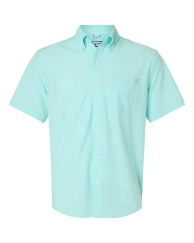HUK H150154 Men's Kona Short Sleeve Solid Shirt in Caicos — blank garment, front view