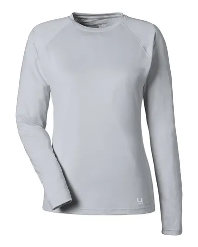 HUK H612L04 Women's LoPro Pursuit Long Sleeve T-Shirt in Harbor Mist — blank long sleeve tee, front view