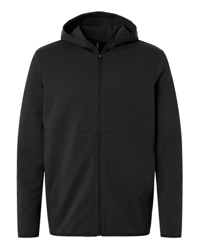 Independent Trading Co. EXP30PZ Unisex Perform Full-Zip Hooded Sweatshirt in Black — blank hooded sweatshirt, front view
