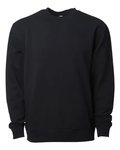 Independent Trading Co. INDLUXCREW Lux Heavyweight Modal Crewneck Sweatshirt in Black — blank crewneck sweatshirt, front view
