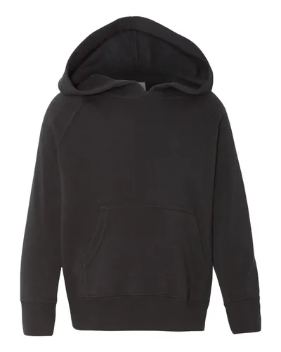 Independent Trading Co. PRM10TSB Toddler Special Blend Hooded Raglan Sweatshirt in Black — blank hooded sweatshirt, front view