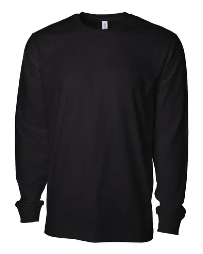 Independent Trading Co. PRM180LST Unisex Premium Long Sleeve T-Shirt in Black — blank long sleeve tee, front view