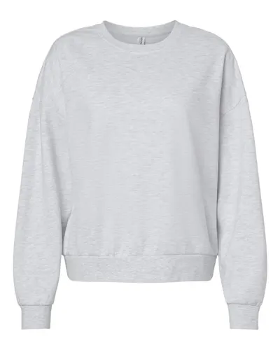 Independent Trading Co. PRM2700 Women's California Wave Wash Sunday Crewneck Sweatshirt in Ash Heather — blank crewneck sweatshirt, front view