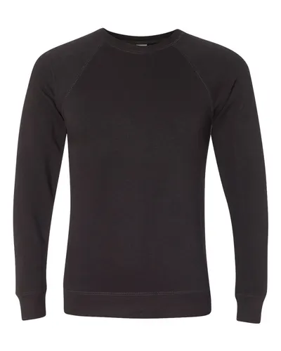 Independent Trading Co. PRM30SBC Unisex Special Blend Raglan Crewneck Sweatshirt in Black — blank crewneck sweatshirt, front view