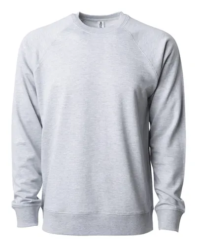 Independent Trading Co. SS1000C Unisex Icon Lightweight Loopback Terry Crewneck Sweatshirt in Athletic Heather — blank crewneck sweatshirt, front view