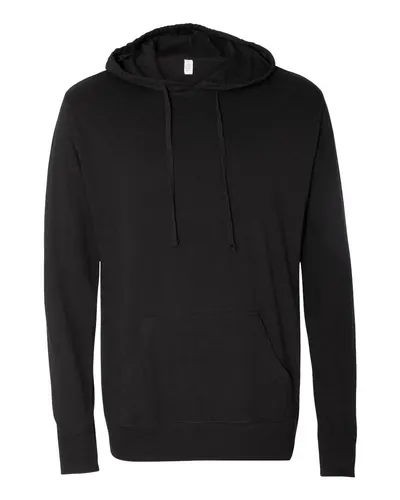 Independent Trading Co. SS150J Unisex Lightweight Hooded Pullover T-Shirt in Black — blank hooded sweatshirt, front view