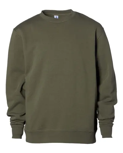 Independent Trading Co. SS3001Y Youth Midweight Crewneck Sweatshirt in Army — blank crewneck sweatshirt, front view