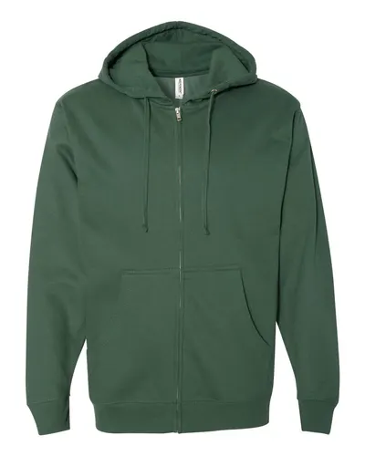 Independent Trading Co. SS4500Z Unisex Midweight Full-Zip Hooded Sweatshirt in Alpine Green — blank hooded sweatshirt, front view