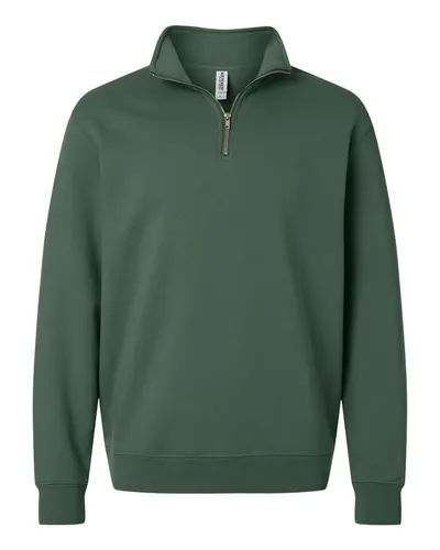 Independent Trading Co. SS4600QZ Unisex Midweight Quarter-Zip Pullover in Alpine Green — blank garment, front view