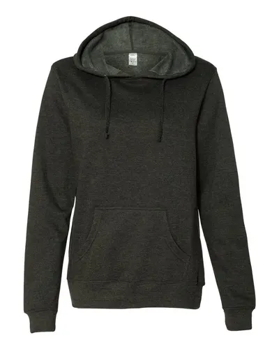 Independent Trading Co. SS650 Women's Junior Fit Heavenly Fleece Lightweight Hooded Sweatshirt in Charcoal Heather — blank hooded sweatshirt, front view
