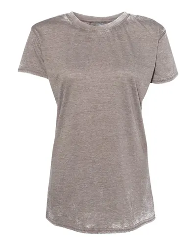 J. America 8116 Women’s Zen Jersey T-Shirt in Cement — blank t-shirt, front view