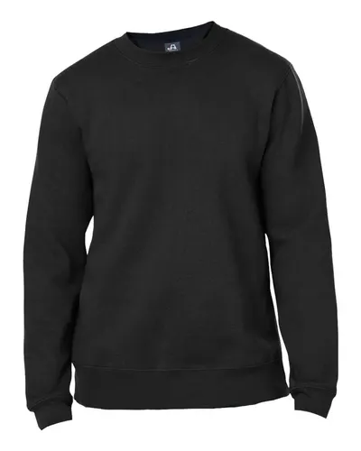 J. America 8424 Unisex Premium Fleece Crewneck Sweatshirt in Black — blank crewneck sweatshirt, front view