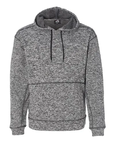 J. America 8613 Men's Cosmic Fleece Hooded Sweatshirt in Charcoal Fleck — blank hooded sweatshirt, front view