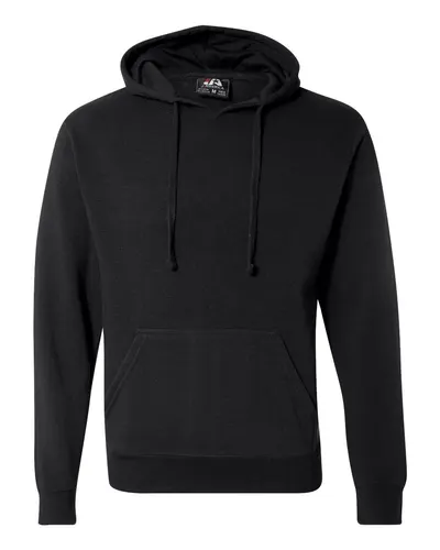 J. America 8620 Men's Cloud Fleece Hooded Sweatshirt in Black — blank hooded sweatshirt, front view