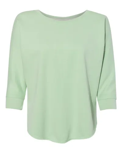 J. America 8685 Women's Lounge Fleece Dolman Crewneck Sweatshirt in Julep — blank crewneck sweatshirt, front view
