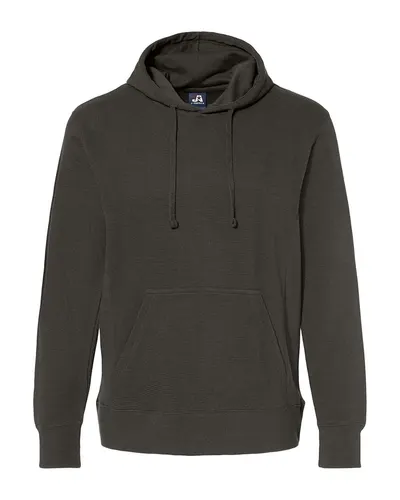 J. America 8706 Men's Ripple Fleece Hooded Sweatshirt in Black — blank hooded sweatshirt, front view