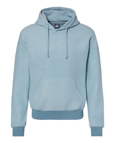 J. America 8709 Men's Flip Side Fleece Hooded Sweatshirt in Chambray Heather — blank hooded sweatshirt, front view