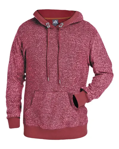 J. America 8711 Men's Aspen Fleece Hooded Sweatshirt in Burgundy Speck — blank hooded sweatshirt, front view