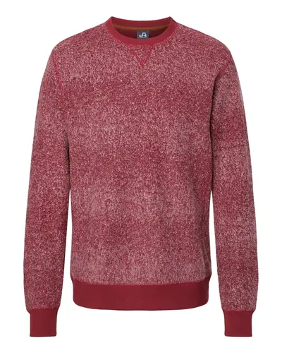 J. America 8712 Unisex Aspen Fleece Crewneck Sweatshirt in Burgundy Speck — blank crewneck sweatshirt, front view
