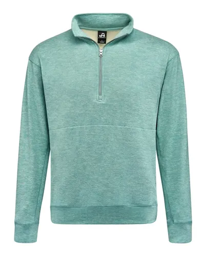 J. America 8741 Unisex Electric Fleece Quarter-Zip Sweatshirt in Electric Jade — blank crewneck sweatshirt, front view