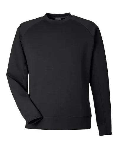 J. America 8752 Unisex Apex Fleece Crewneck Sweatshirt in Black — blank crewneck sweatshirt, front view