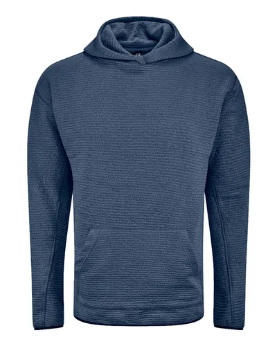 J. America 8774 Unisex Pebble Fleece Hooded Pullover in Baltic — blank hooded sweatshirt, front view