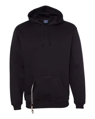 J. America 8815 Men's Tailgate Hooded Sweatshirt in Black — blank hooded sweatshirt, front view
