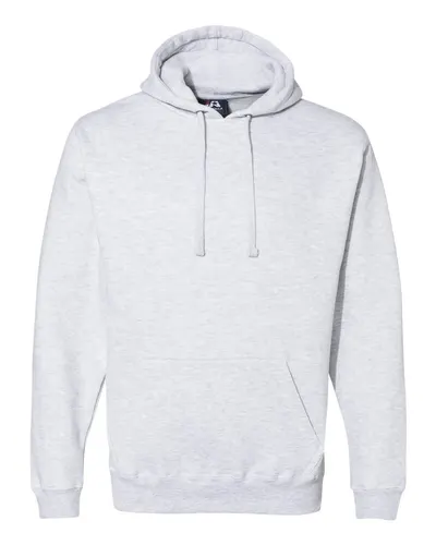 J. America 8824 Men's Premium Hooded Sweatshirt in Ash Heather — blank hooded sweatshirt, front view
