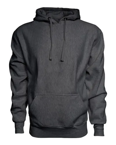 J. America 8846 Men's Sport Weave Hooded Sweatshirt in Charcoal — blank hooded sweatshirt, front view