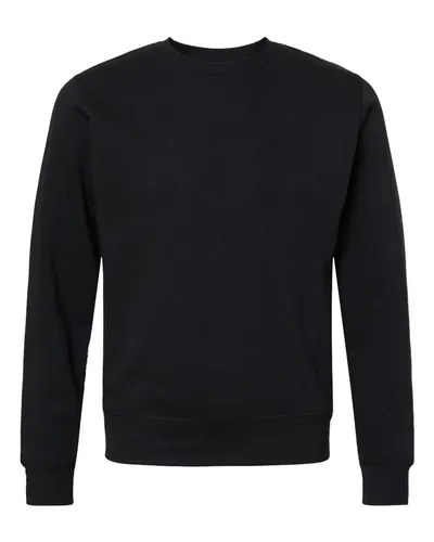 J. America 8870 Unisex Triblend Fleece Crewneck Sweatshirt in Black Solid — blank crewneck sweatshirt, front view
