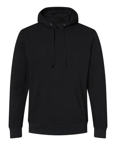J. America 8879 Men's Gaiter Fleece Hooded Sweatshirt in Black — blank hooded sweatshirt, front view