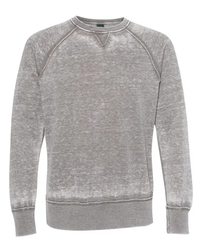 J. America 8920 Men's Vintage Zen Fleece Crewneck Sweatshirt in Cement — blank crewneck sweatshirt, front view
