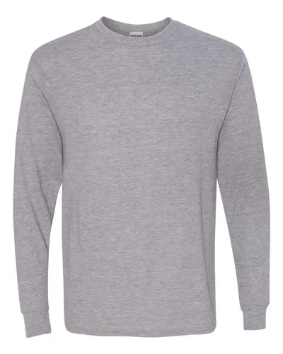 JERZEES 21MLR Unisex Dri-Power® Performance Long Sleeve T-Shirt in Athletic Heather — blank long sleeve tee, front view