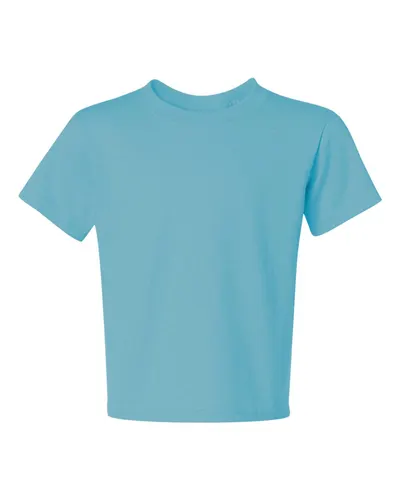 JERZEES 29BR Youth Dri-Power® 50/50 T-Shirt in Aquatic Blue — blank t-shirt, front view