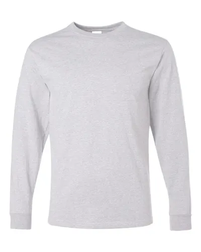 JERZEES 29LSR Unisex Dri-Power® Long Sleeve 50/50 T-Shirt in Ash — blank t-shirt, front view