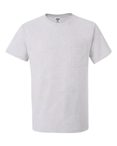 JERZEES 29MPR Unisex Dri-Power® 50/50 Pocket T-Shirt in Ash — blank t-shirt, front view