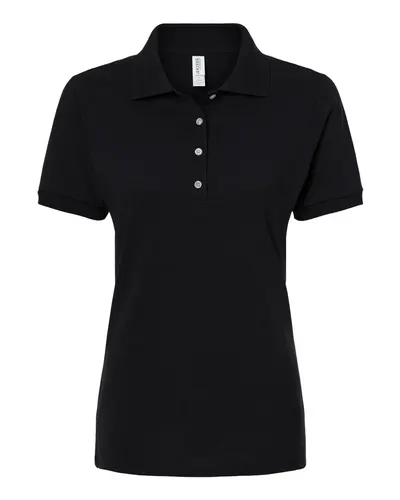 JERZEES 437F Women's Dri-Power® Polo in Black — blank polo, front view
