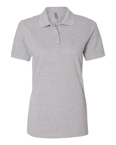 JERZEES 443W Women's 100% Ring-Spun Cotton Piqué Polo in Athletic Heather — blank polo, front view