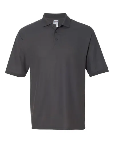 JERZEES 537MR Men's Easy Care™ Piqué Polo in Charcoal Grey — blank polo, front view