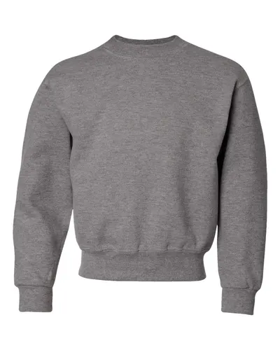 JERZEES 562BR Youth NuBlend® Crewneck Sweatshirt in Oxford — blank crewneck sweatshirt, front view