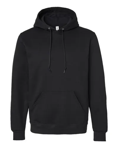 JERZEES 700MR Unisex Eco™ Premium Blend Ring-Spun Hooded Sweatshirt in Black Ink — blank hooded sweatshirt, front view