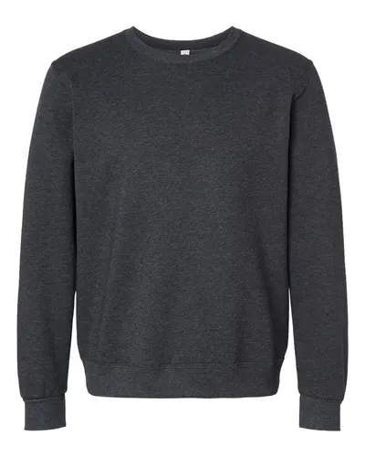 JERZEES 701MR Unisex Eco™ Premium Blend Ring-Spun Crewneck Sweatshirt in Black Ink Heather — blank crewneck sweatshirt, front view