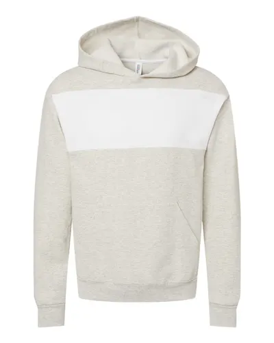 JERZEES 98CR Unisex Nublend® Billboard Hooded Sweatshirt in Oatmeal Heather/ White — blank hooded sweatshirt, front view